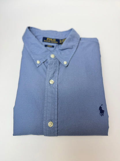 Camisa Polo R.L hombre Oxford Slim Fit Azul Oscuro Caballo Azul