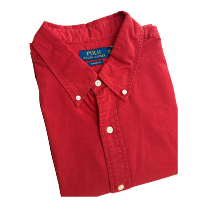 Camisa Polo R.L hombre Oxford Roja Caballo Azul