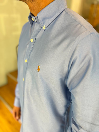 Camisa Polo R.L hombre Algodón Celeste