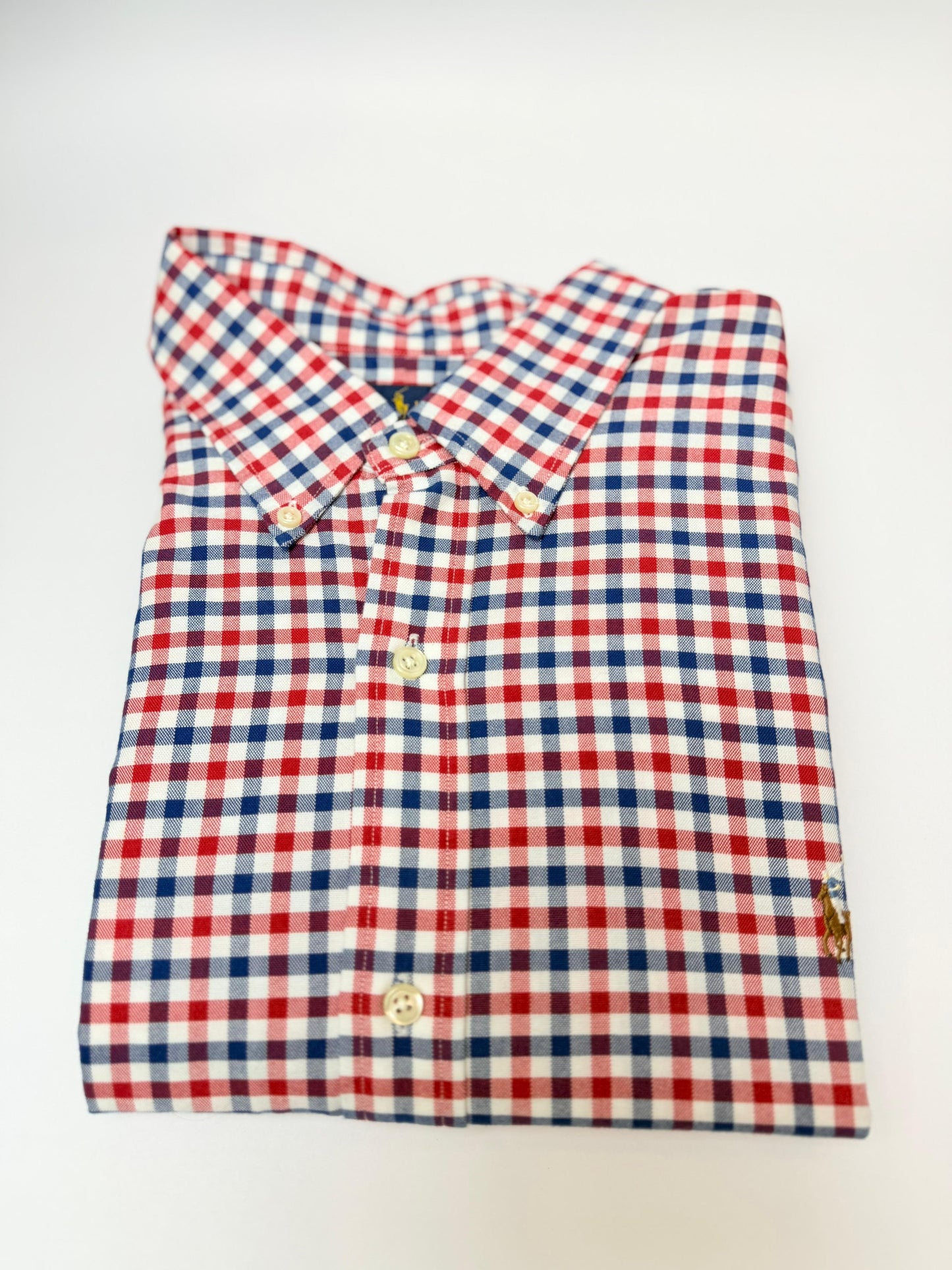 Camisa Polo R.L hombre Oxford  Cuadros Rojos Caballo Multicolor