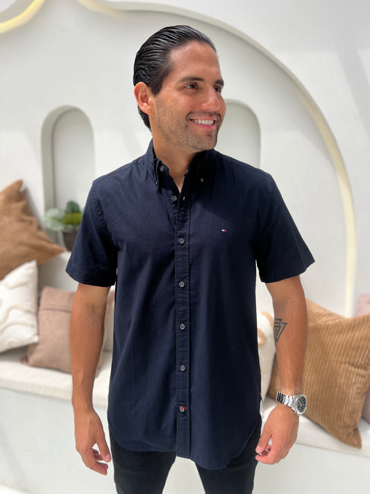 Camisa Tommy Hilfiger Azul Oscuro Manga Corta N.C