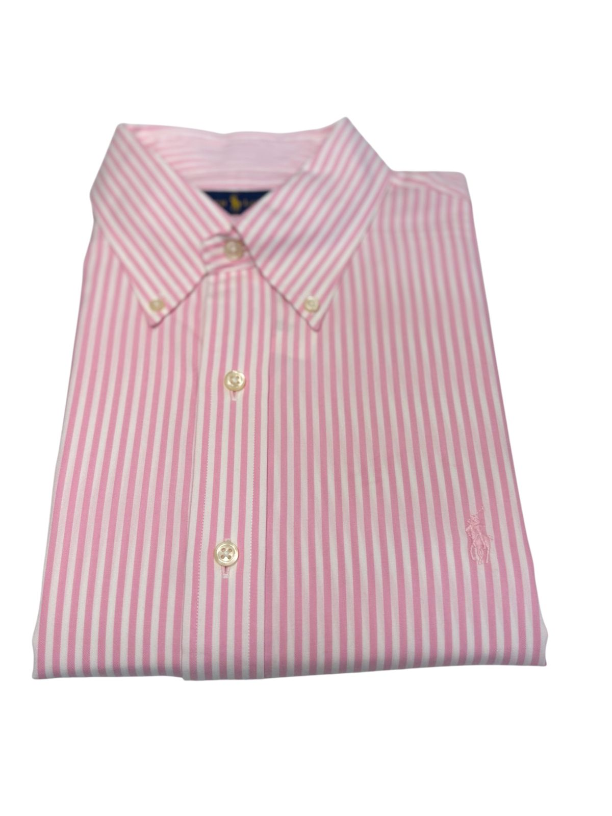 Camisa Polo R.L hombre Algodón Rayas Rosadas Caballo Rosado