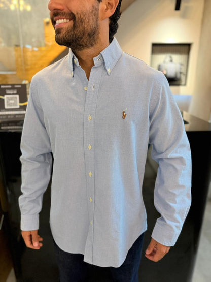 Camisa Polo R.L hombre Oxford Celeste Caballo Multicolor