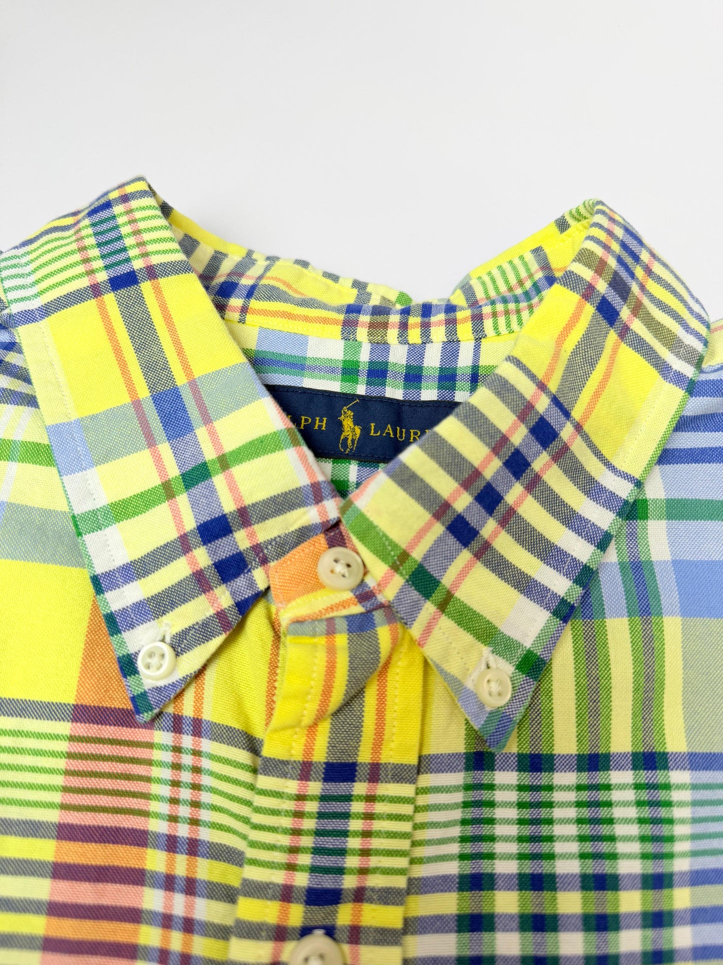 Camisa Polo R.L hombre Oxford Cuadros Amarillos  Caballo Multicolor