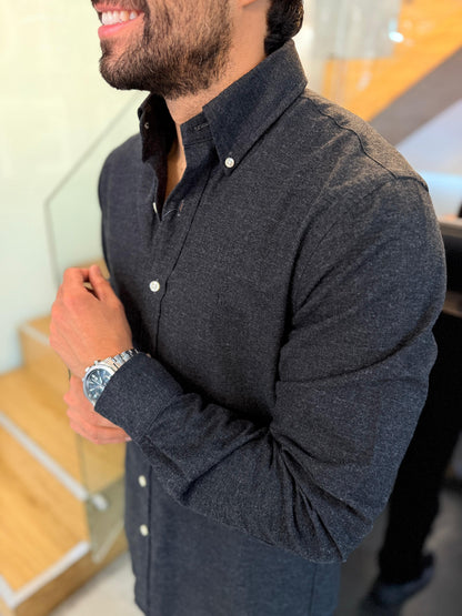 Camisa Polo R.L hombre Algodón Negra Ceniza Caballo Negro