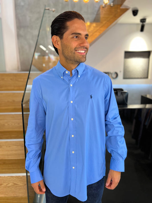 Camisa Polo R.L hombre Performance Celeste