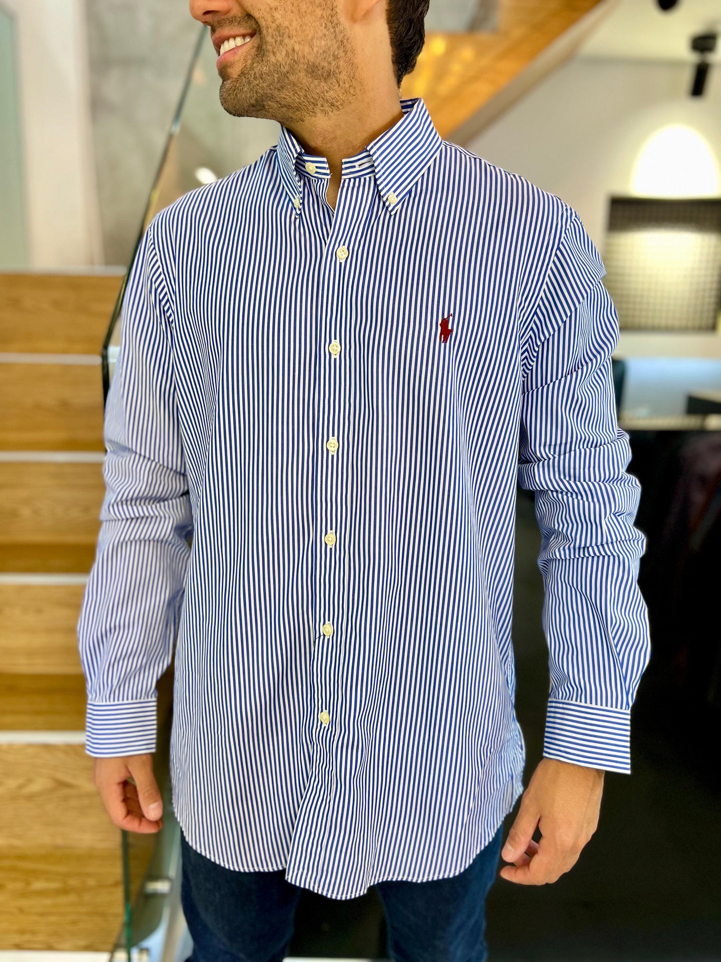 Camisa Polo R.L hombre Algodón Azul