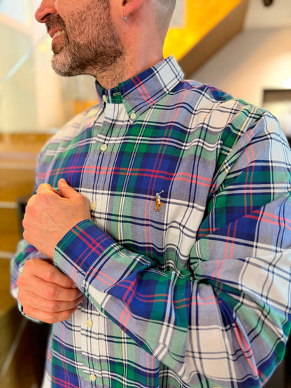 Camisa Polo R.L hombre Oxford Cuadros Caballo Multicolor