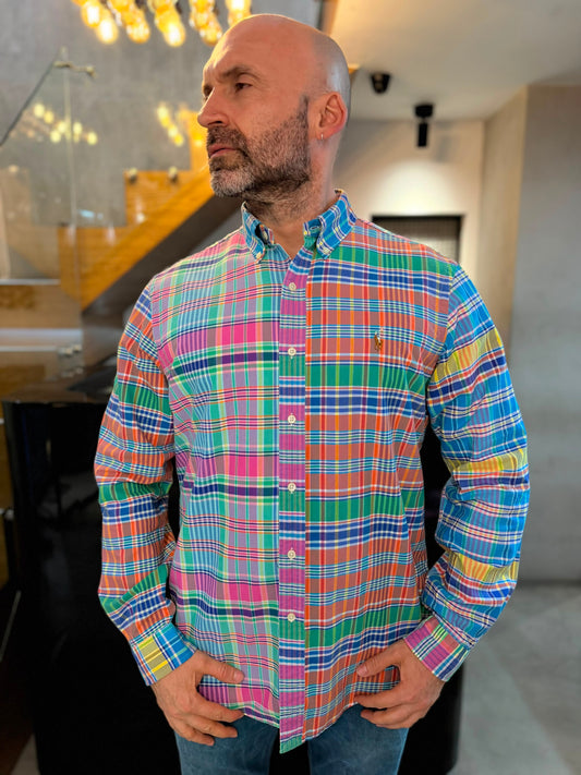 Camisa Polo R.L hombre Oxford Cuadros Colores Caballo Multicolor