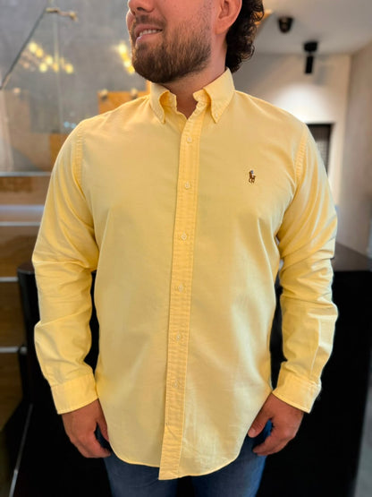 Camisa Polo R.L hombre Oxford  Amarilla Caballo Multicolor