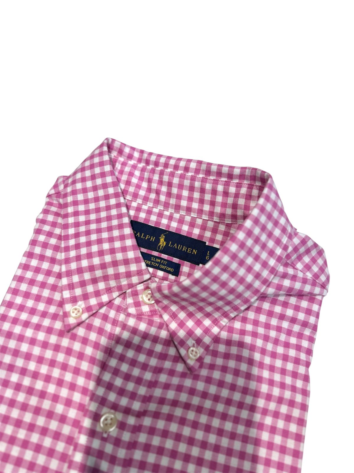Camisa Polo R.L hombre Oxford Slim Fit Cuadros Rosados Caballo Multicolor