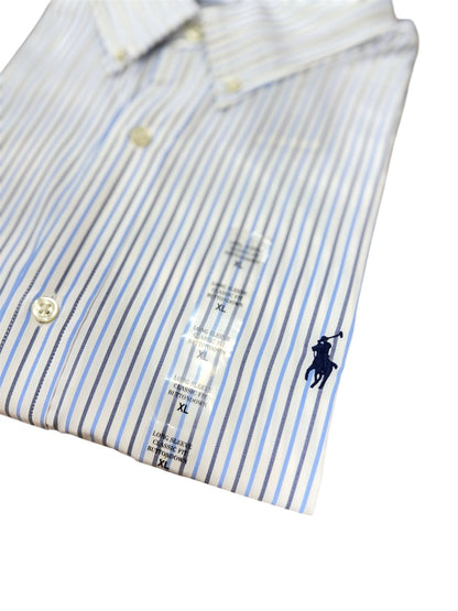 Camisa Polo R.L hombre Algodón Rayas Azules Caballo Azul