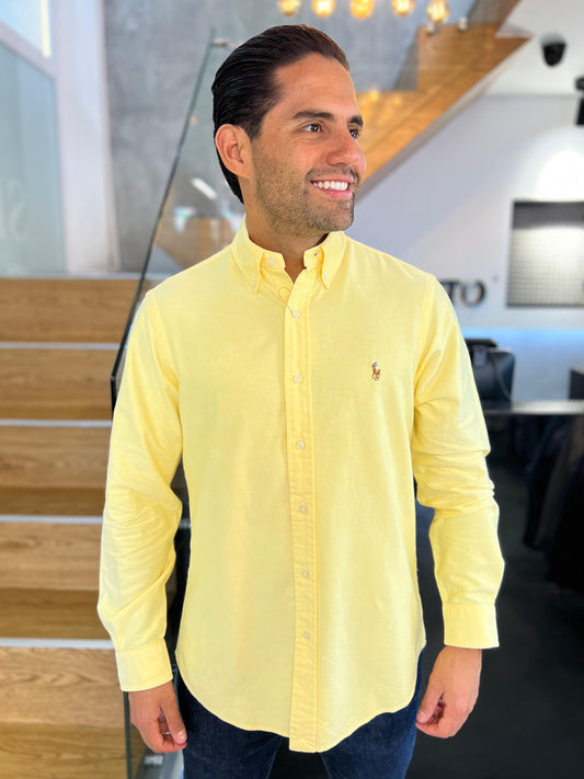 Camisa Polo R.L hombre Oxford Amarilla