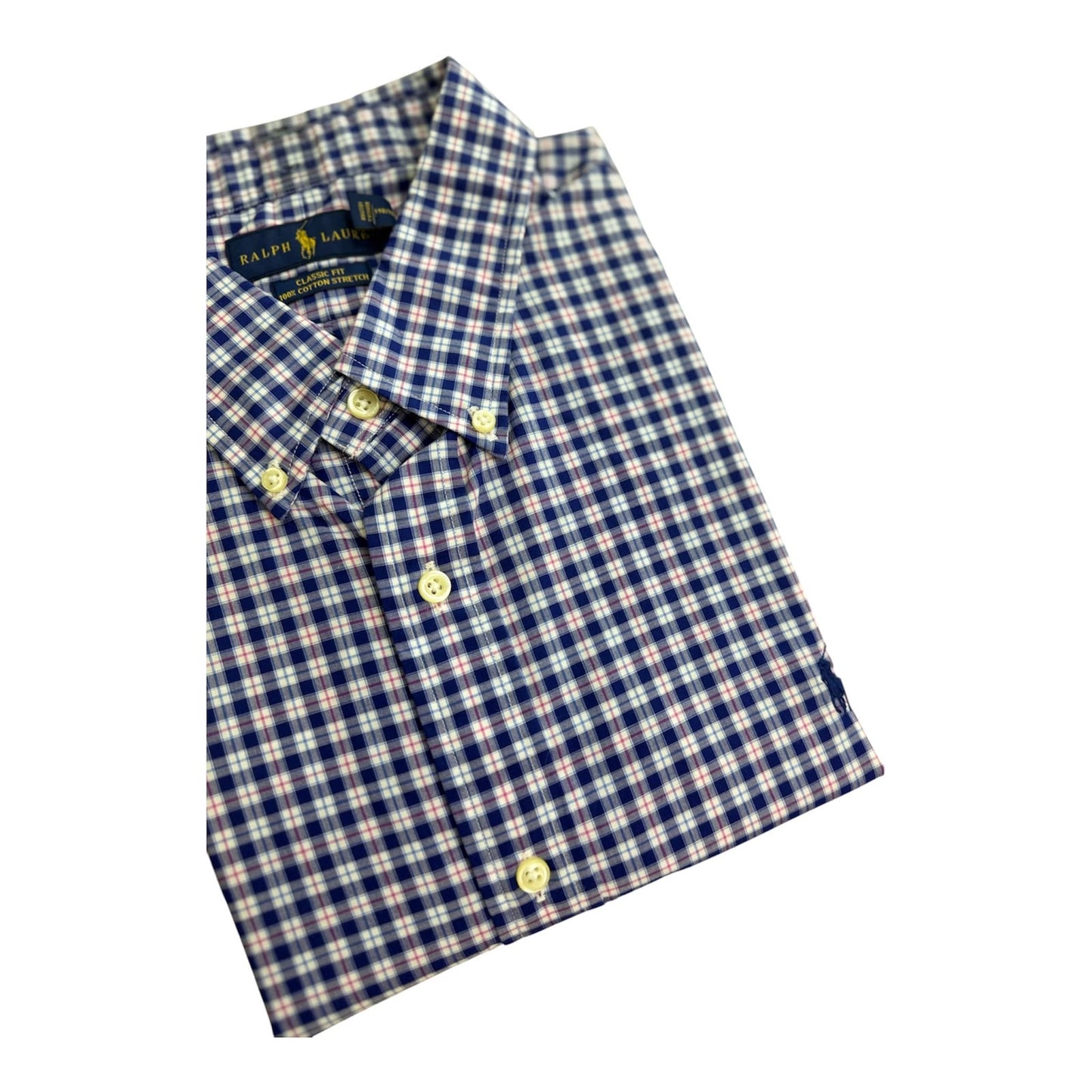 Camisa Polo R.L hombre Algodón Cuadros Azules Caballo Azul