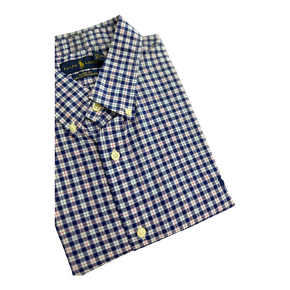Camisa Polo R.L hombre Algodón Cuadros Azules Caballo Azul