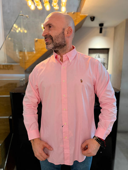 Camisa Polo R.L hombre Algodón Custom Fit Rosada Caballo Multicolor