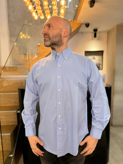 Camisa Polo R.L hombre algodón Celeste Caballo Rosado