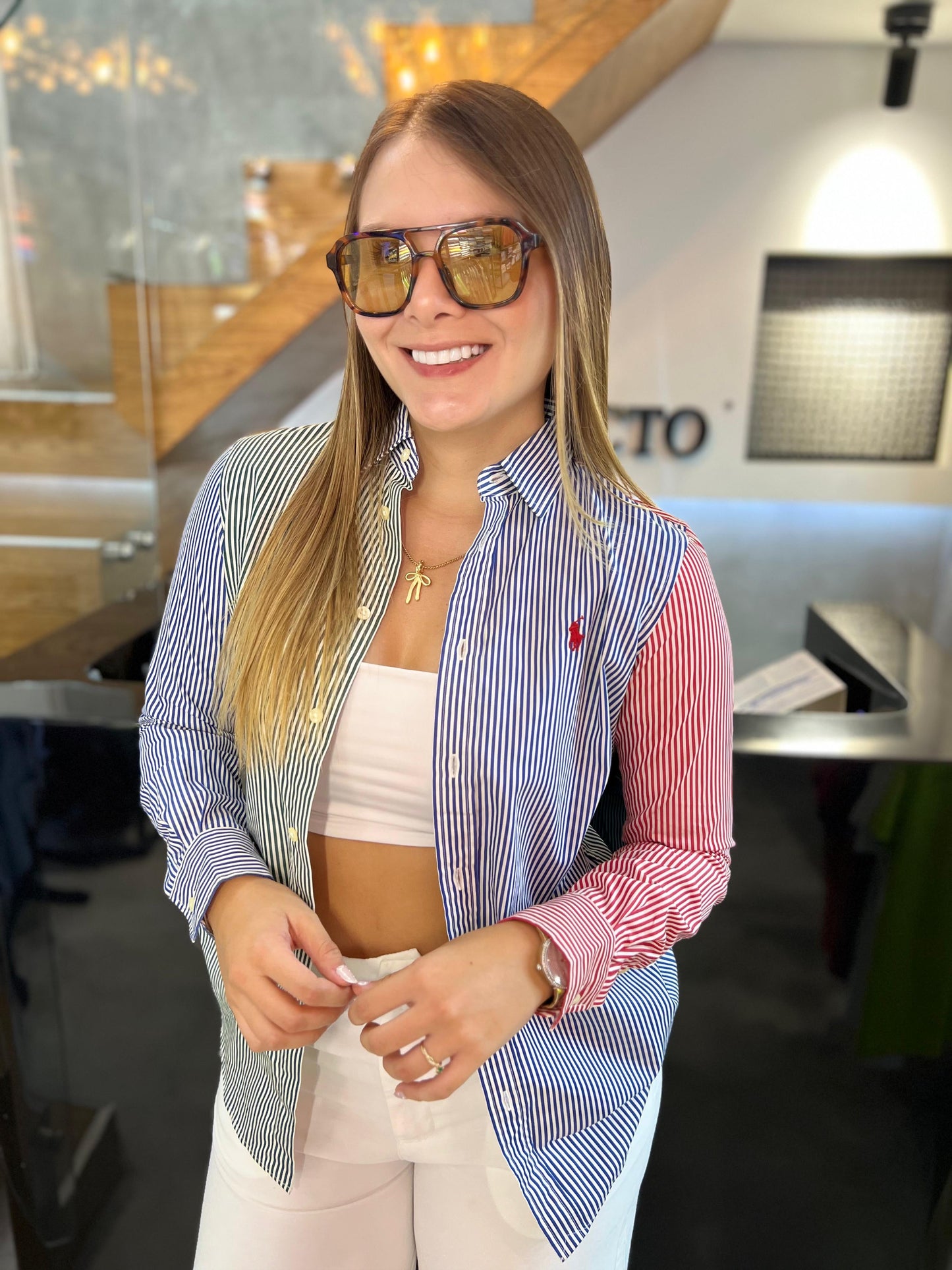 Camisa Polo R.L dama Custom Fit Multicolor