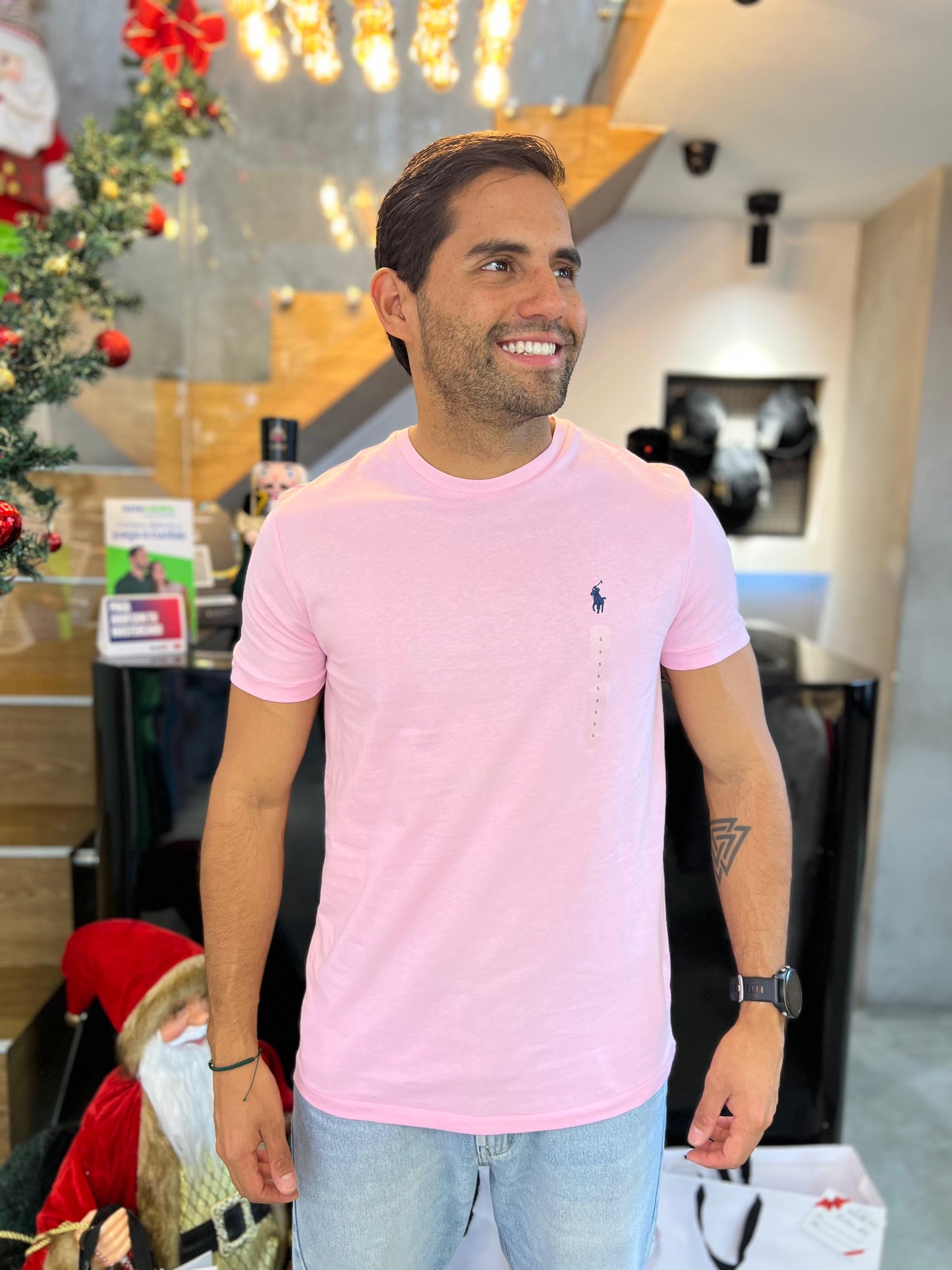 Camiseta Polo R.L hombre Algodón Rosada