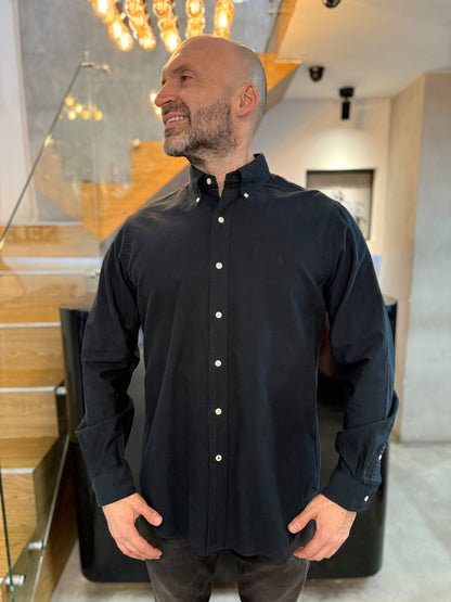 Camisa Polo R.L hombre Oxford Negra Caballo negro