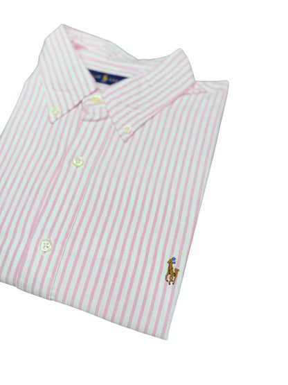Camisa Polo R.L hombre Oxford Rayas Rosas Caballo Multicolor