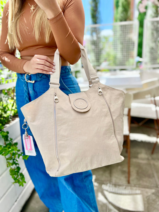 Bolso de Mano Crema de Lujo