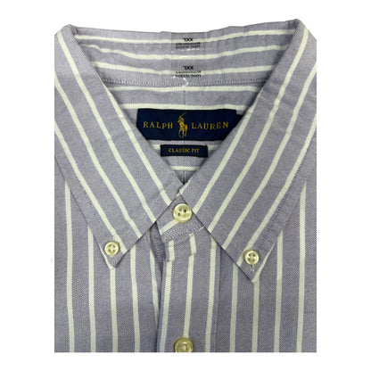 Camisa Polo R.L hombre Oxford Rayas Lilas Con Blanco Caballo Multicolor