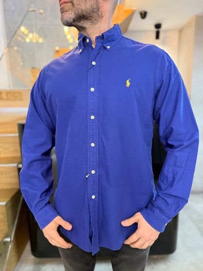 Camisa Polo R.L hombre algodón Azul Rey Caballo Amarillo