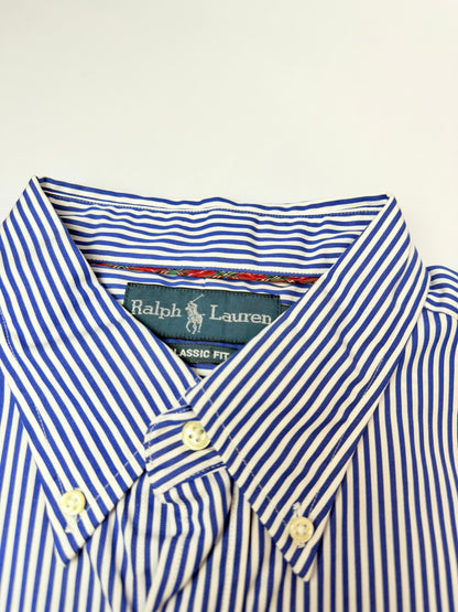 Camisa Polo R.L hombre Algodón Rayas Azules Caballo Amarillo