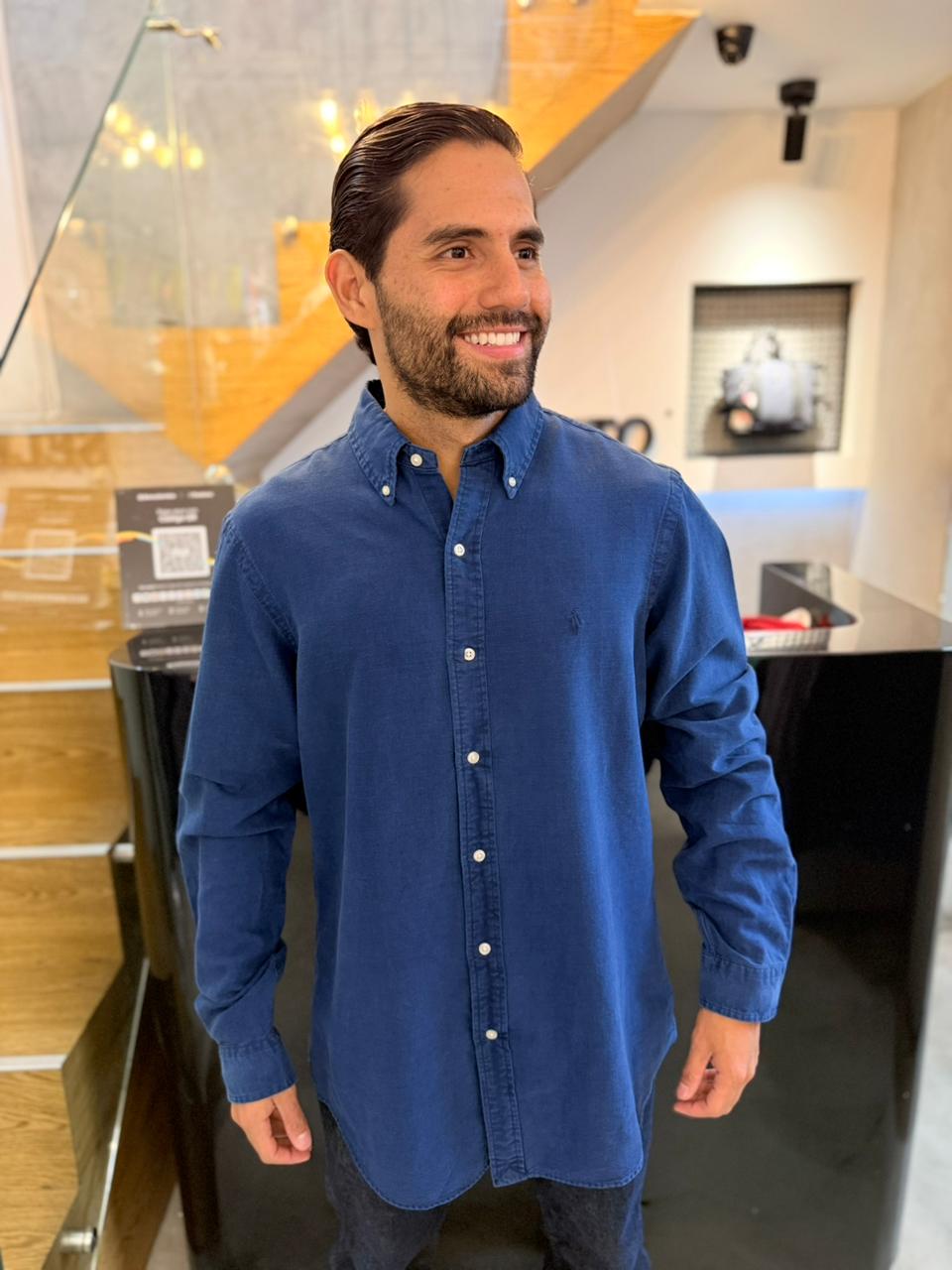Camisa Polo R.L hombre Algodón Azul Oscuro Caballo Azul