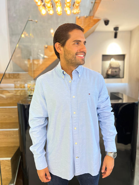 Camisa Tommy Hilfiger Oxford Celeste