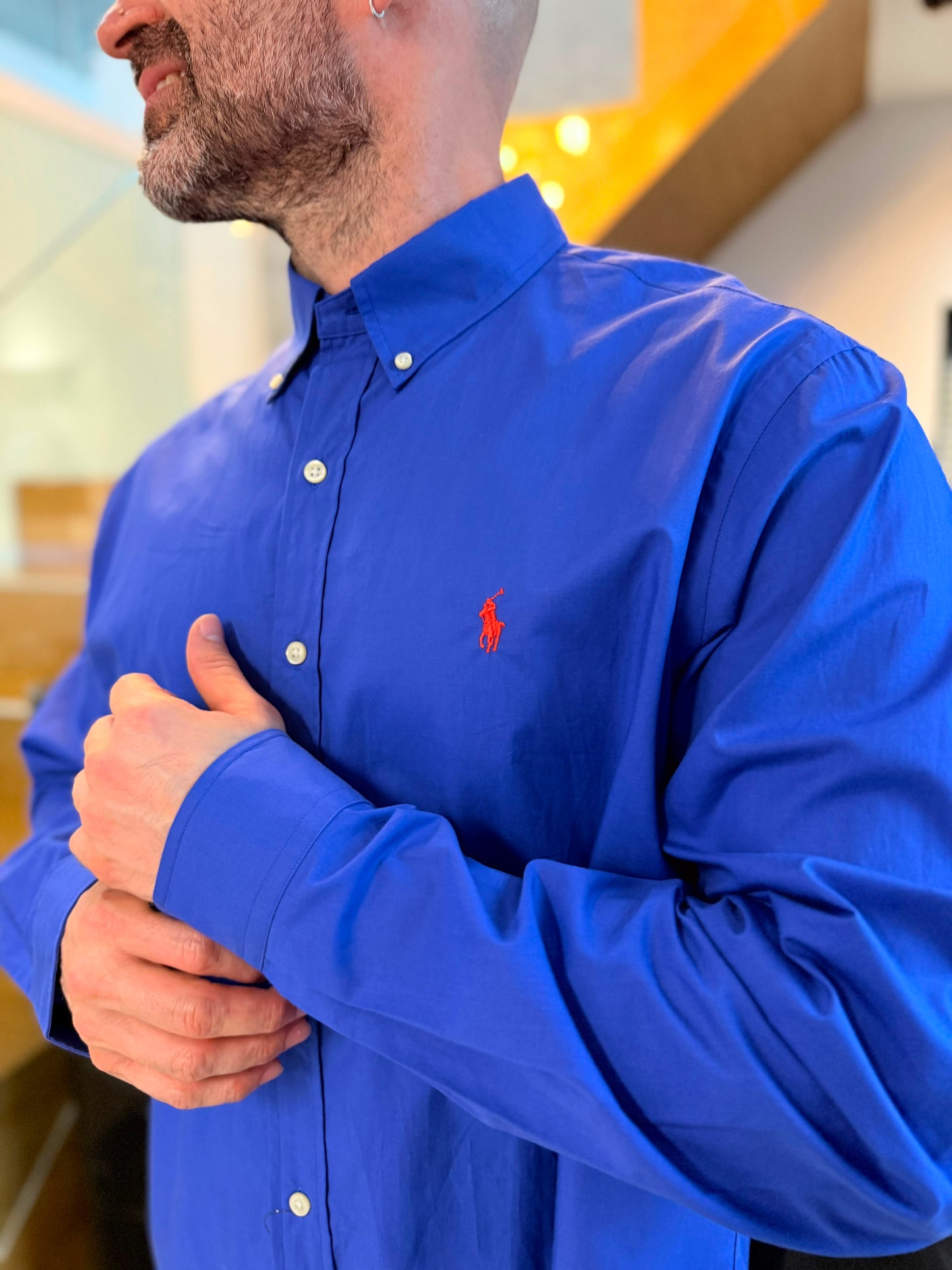 Camisa Polo R.L hombre Algodón Azul Rey Caballo Rojo