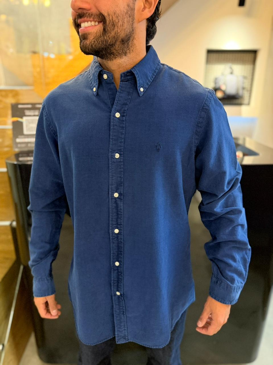 Camisa Polo R.L hombre Algodón Azul Oscuro Caballo Azul