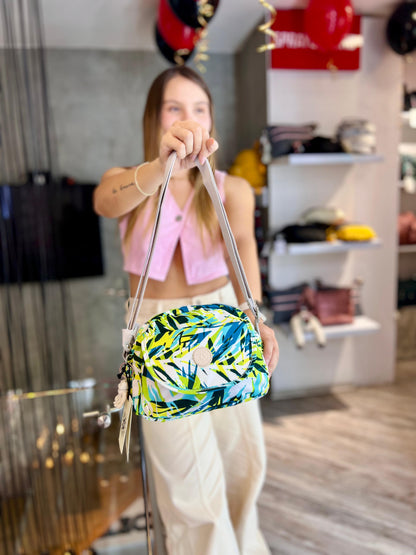 Bolso Manos Libres Verde Estampado