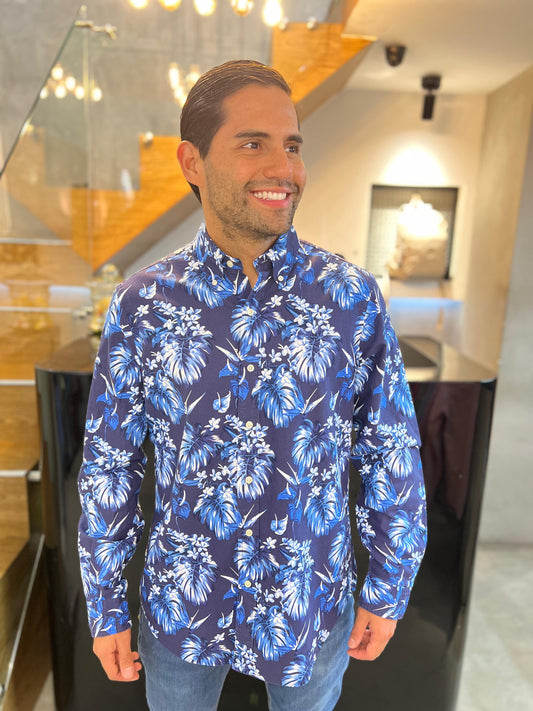 Camisa Polo R.L hombre Oxford Flores