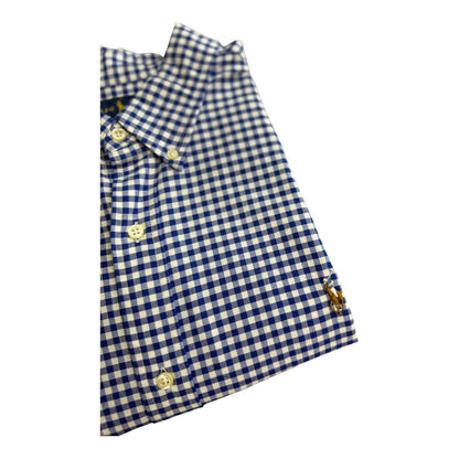 Camisa Polo R.L hombre Oxford  Cuadros Azules Con Blanco Caballo Multicolor