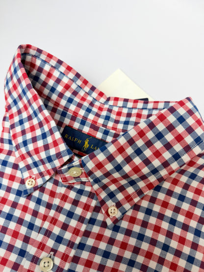 Camisa Polo R.L hombre Oxford  Cuadros Rojos Caballo Multicolor