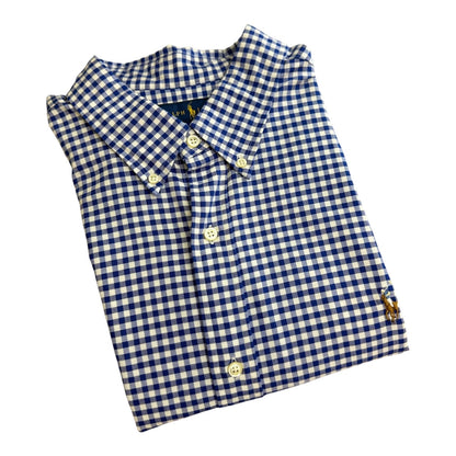 Camisa Polo R.L hombre Oxford  Cuadros Azules Con Blanco Caballo Multicolor