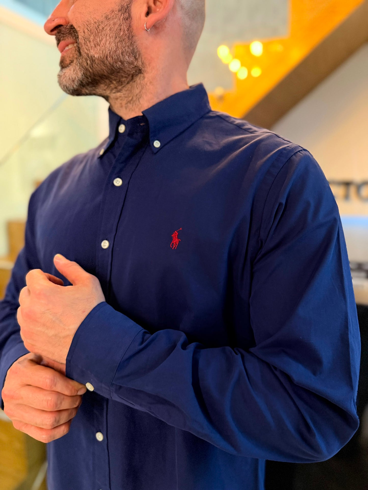 Camisa Polo R.L hombre Algodón Azul Oscura Caballo Rojo
