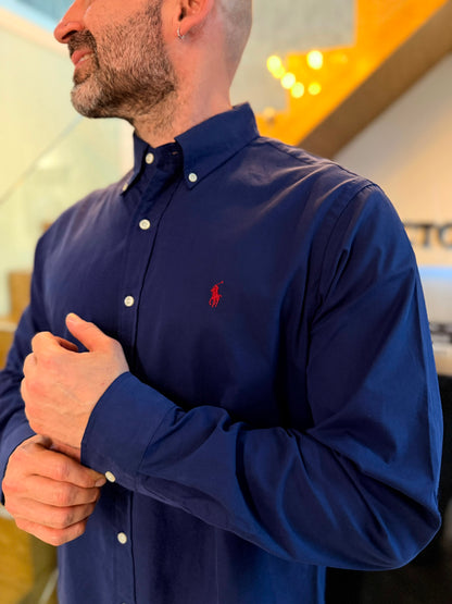 Camisa Polo R.L hombre Algodón Azul Oscura Caballo Rojo
