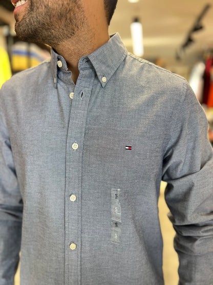 Camisa Tommy Hilfiger Gris Oxford