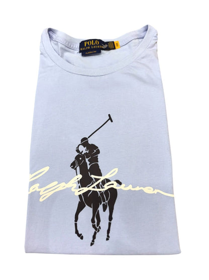 Camiseta Polo R.L hombre Algodón Celeste