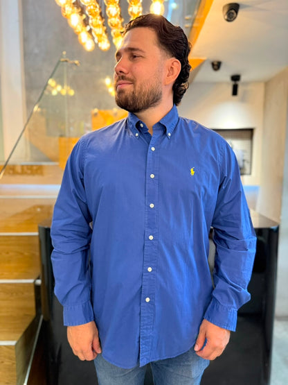 Camisa Polo R.L hombre Algodón Azul Caballo Amarrillo