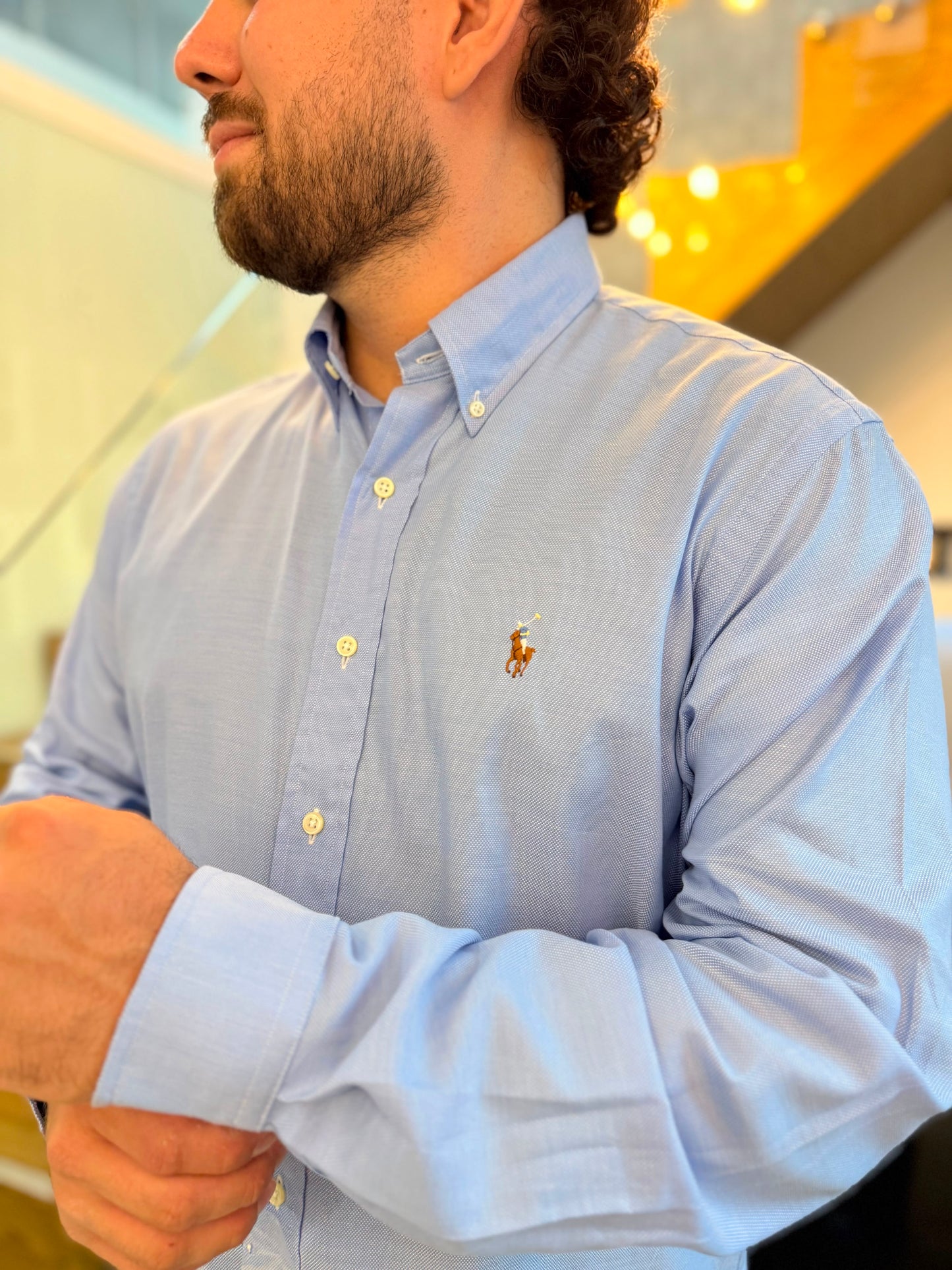 Camisa Polo R.L hombre Algodón Celeste Caballo Multicolor