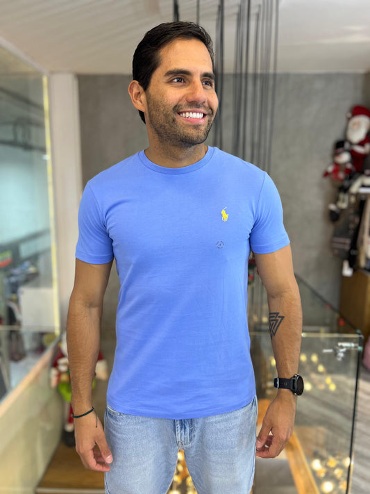 Camiseta Polo R.L hombre Algodón Celeste