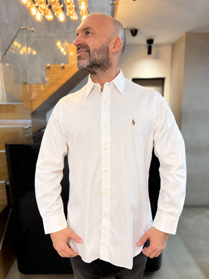 Camisa Polo R.L hombre algodón Blanca Caballo Multicolor