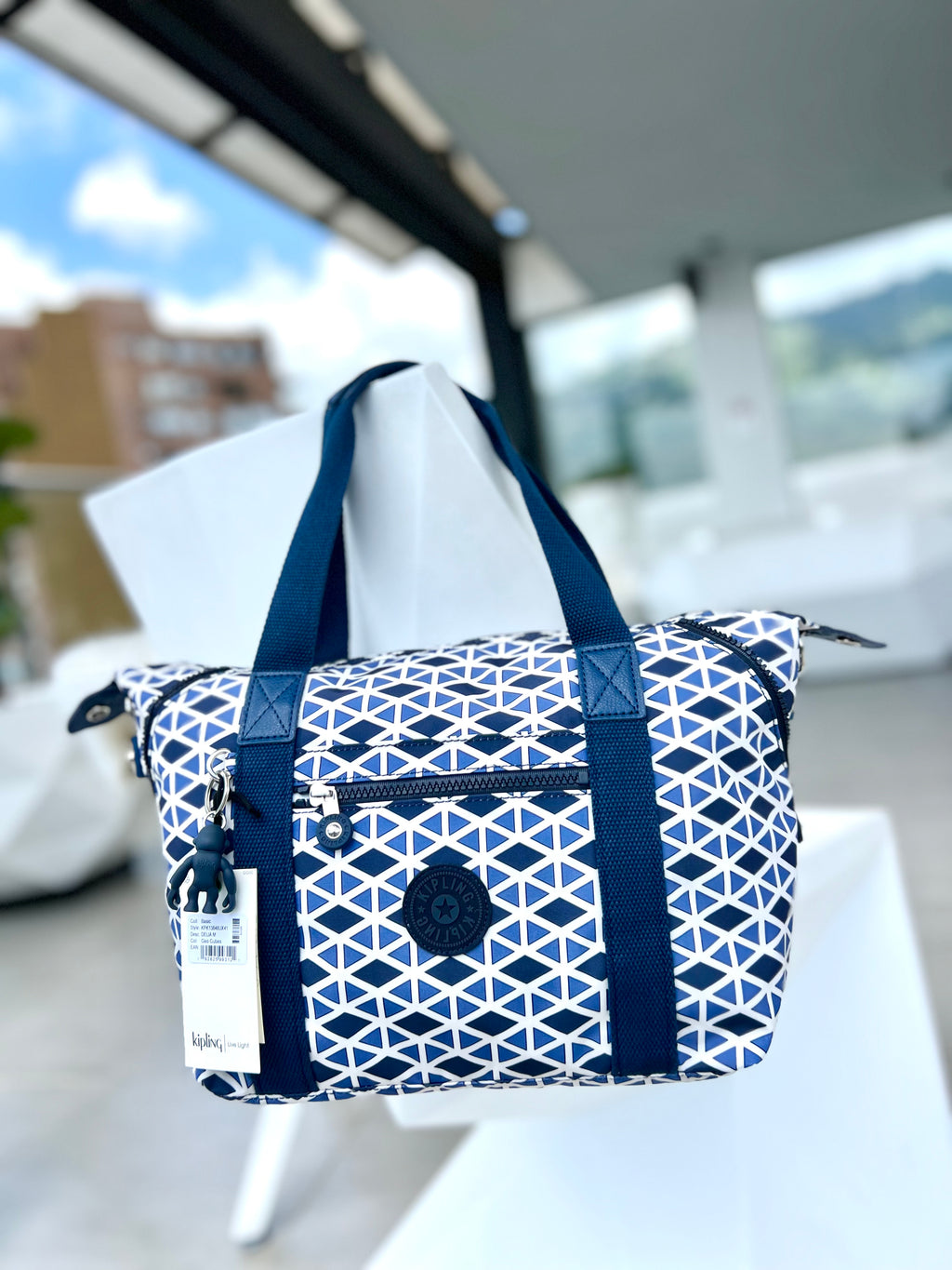 Bolso De Mano Art Azul Estampado