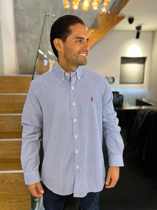 Camisa Polo R.L hombre Algodón Azul