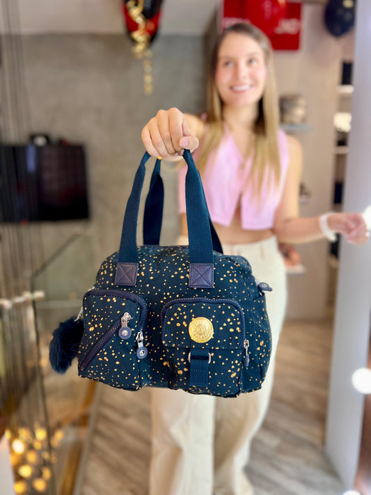 Bolso de Mano Azul Estampado