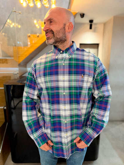 Camisa Polo R.L hombre Oxford Cuadros Caballo Multicolor